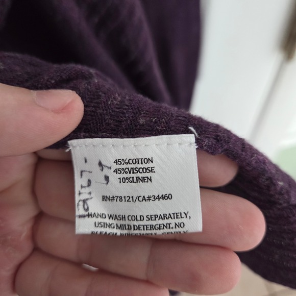 Eileen Fisher Purple Textured Knit Open Front Cardigan Cotton Linen Blend Small - Picture 6 of 8
